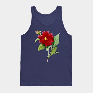 Vintage Double Dahlias Botanical Illustration Tank Top